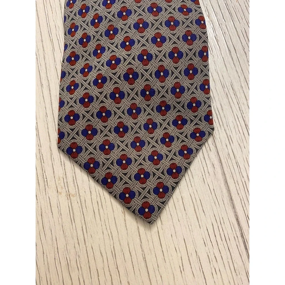 VALENTINO Vintage Cravatte Geometric Print  Silk Tie Made in Italy